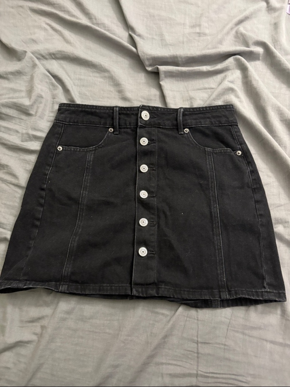 American Eagle Outfitters Black Button-Front Mini Skirt